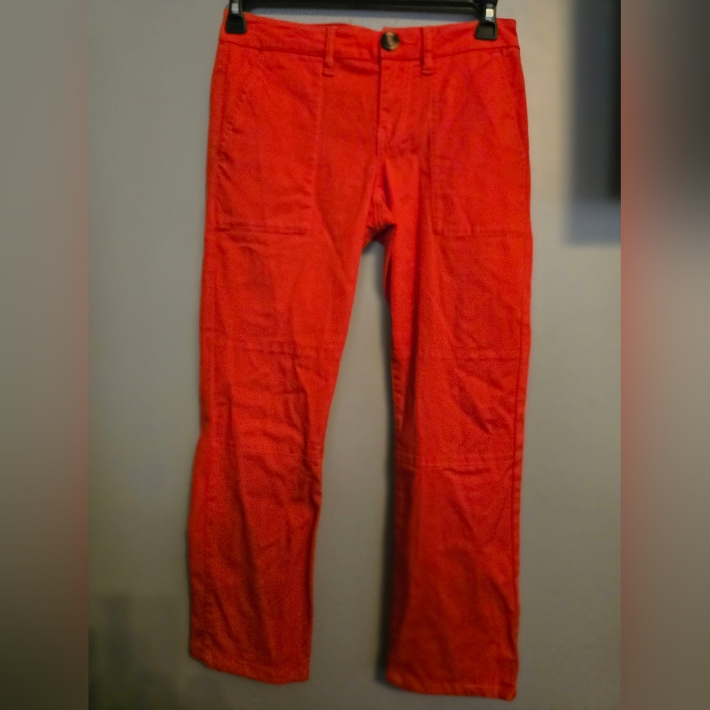 EUC Cabi Pant Womens Size 2 Coral Orange 6046 Utility Trouser Stretch Casua